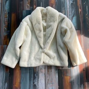 White fake fur coat